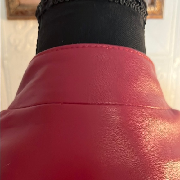 Red Leather Jacket with Fitted Silhouette - Picture 9 of 16